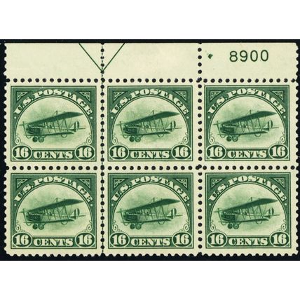 C2, Mint NH VF 16¢ - Very Rare Plate Block OF Six Stamps - Stuart Katz