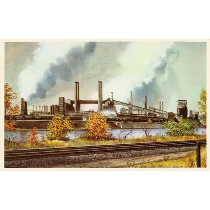 Steel Corporation Clairton Works Pittsburgh & Lake Erie Railroad Old Postcard