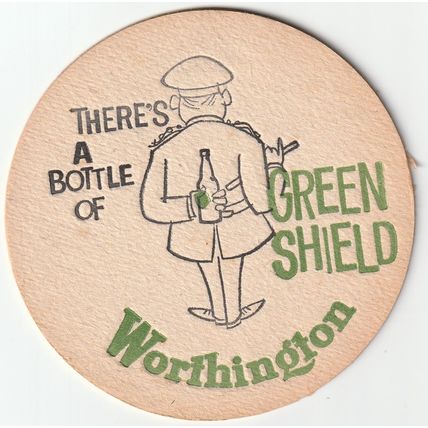 BEER MAT - WORTHINGTON BREWERY - GREEN SHIELD - (Cat 035) - (1960)