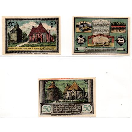 1921 Germany Visselhovede Notgeld Set of 3 Notes (1524)