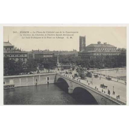 Place du Châtelet Paris, early 20th C. RPPC Malcuit Cosson 161