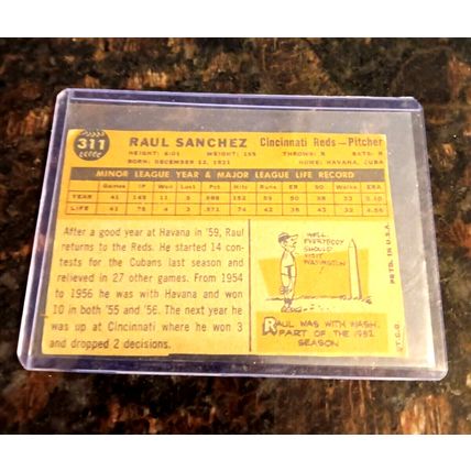 1960 Topps 311 Raul Sanchez Cincinnati Reds Pitcher 1.0 Poor No Crease