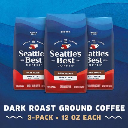 Seattle’S Best Coffee, Dark Roast Ground Coffee, Post Alley, 100% Arabica, 3 Bag