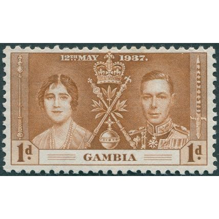 Gambia 1937 1d. yellow-brown Coronation SG147 unused