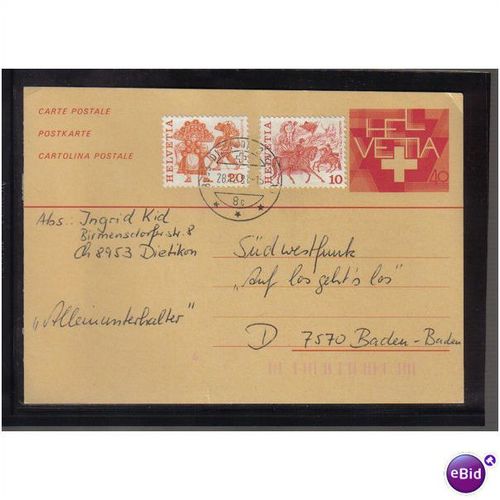 1981 SWITZERLAND P/PAID PC UPRATED DIETIKON PMK