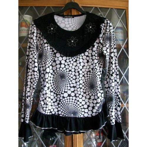 Karasoy BLACK & WHITE LS BEADED SEQUIN TOP UK8-10 **UNWORN**