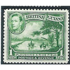 British Guiana 1938 SG308 1c Yellow-Green Mounted Mint ....