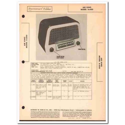 air king model a-600 6-tube am radio receiver sams photofact manual