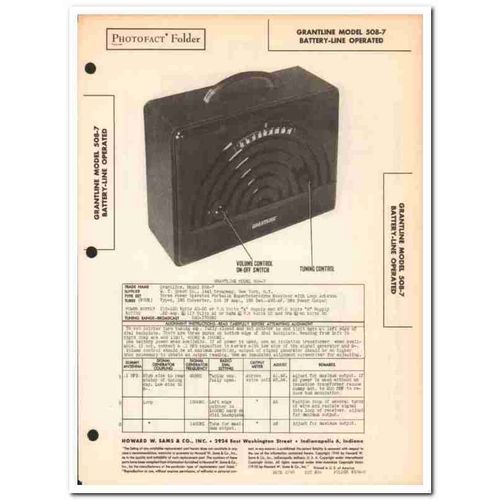 grantline model 508-7 4-tube portable am radio sams photofact manual