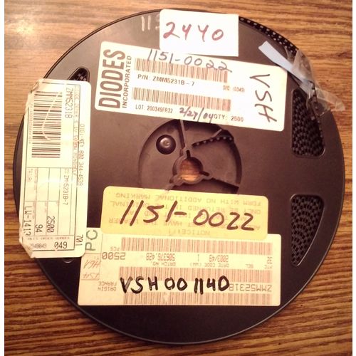 Lot of 2440: Diodes Incorporated ZMM5231B-7 Zener Diodes :: FREE Shipping