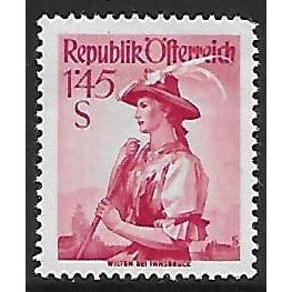 Mi 915 (*): 1 s 45. bright carmine Definitive Stamp: Provincial Costumes.