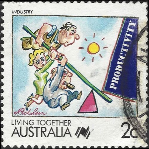 AUSTRALIA, Living Together, Industry, blue 1988, 2c, #8