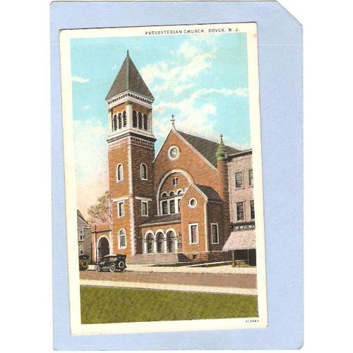New Jersey Dover Presbyterian ChurchStreet Scene w/Old Cars~2087