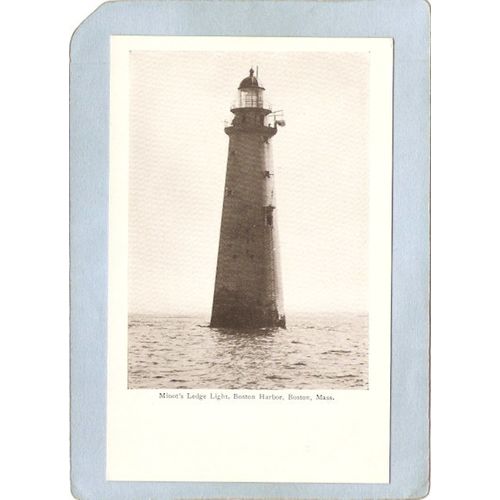 MA Boston Harbor Lighthouse Postcard Minot's Ledge Light lighthouse_box1~470