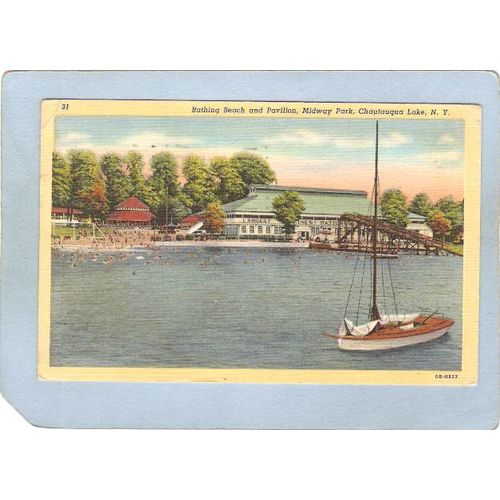 New York Chautauqua Bathing Beach & Pavillion Midway Park ny_box5~1847