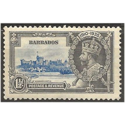 Barbados 1935 SG242 1 1/2d Ultramarine & Grey Silver Jubilee Mounted Mint . .. .