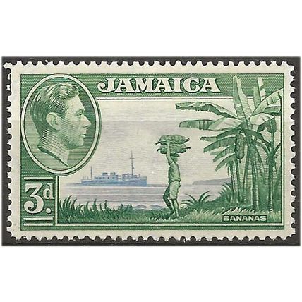 Jamaica 1949 SG126b 3d Greenish-Blue & Ultramarine Mounted Mint . .. .