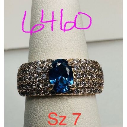 Bomb Party Sz7 Revealed BP Ring Fashion Jewelry RBP Blue Oval Yellow Gold Pl