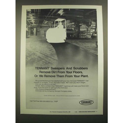 1988 Tennant Sweepers Ad - Remove Dirt From Your Floors