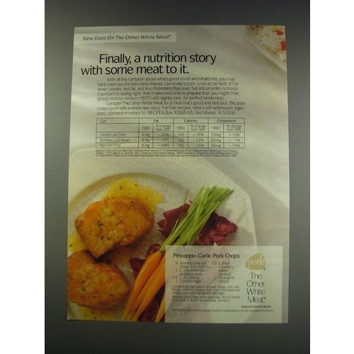 1991 National Pork Producers Council Ad - Recipe for Pineapple-Garlic Pork Chops