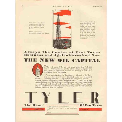 TYLER TEXAS 1931 TX New Oil Capital Business Agriculture vintage ad