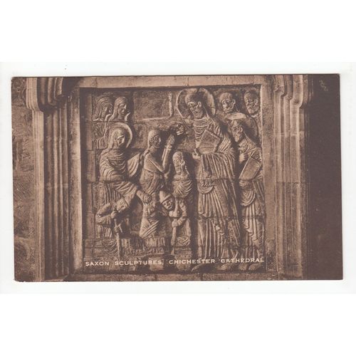 Saxon Sculptures Chichester Cathedral Postcard West Sussex