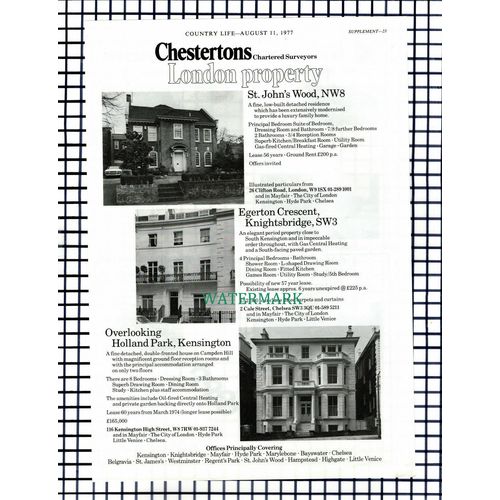 X1481) Egerton Crescent Knightsbridge Holland Park Sale Advert -1977 Cutting