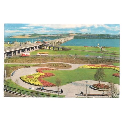 THE TAY ROAD BRIDGE AND TERMINAL, DUNDEE, ANGUS used vintage postcard 1970 pm #