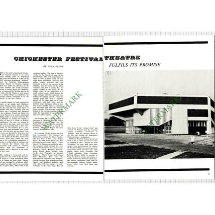 9281) Chichester Festival Theatre Mr Evershed-Martin - 1965 Article