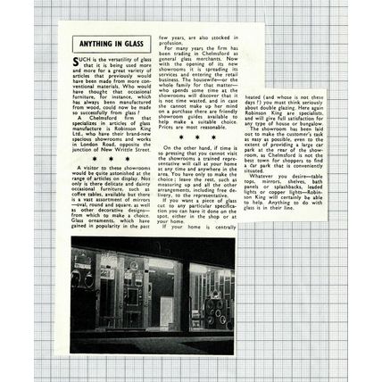 Robinson King Ltd Glass Chelmsford - 1968 Clipping