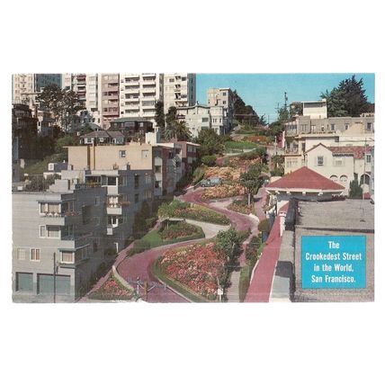 LOMBARD STREET, SAN FRANCISCO .unused postcard by The Gray Line =