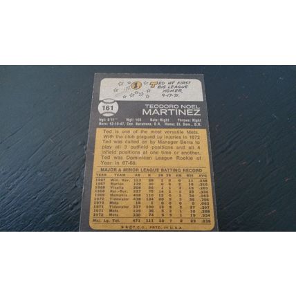 1973 Topps Card # 161 Ted Martinez Very Good-Excellent (4) New York Mets