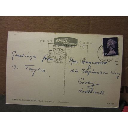 CLUMBER PARK, NOTTINGHAMSHIRE used postcard by Dennis. 1967 pm =