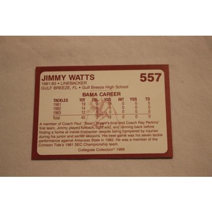 Jimmy Watts 1989 Collegiate Collection Alabama's Finest NO. 557