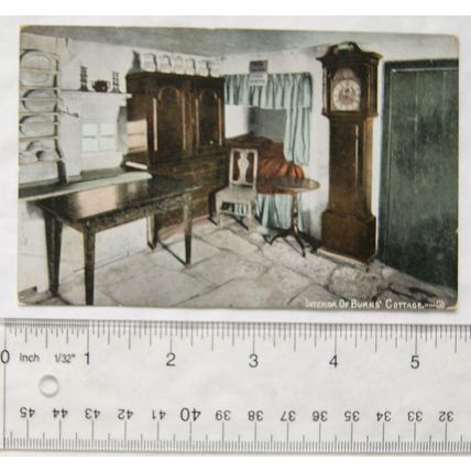 vintage postcard Interior of Burns Cottage