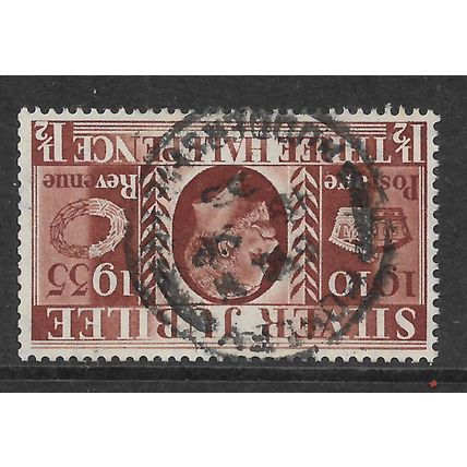 GREAT BRITAIN 1935 SILVER JUBILEE 1 1/2d BROWN WATER MARK INVERTED SG455i USED#2