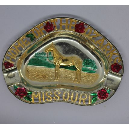 VTG State Souvenir Missouri Ozarks Gift Metal Ashtray Trinket Dish 1950s