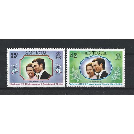 Antigua.1973 Royal Wedding set of 2.Mounted Mint.Oct23