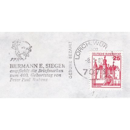 Lorch Wurttemburg Postmark Germany 1982 on Burg Gemen 25pf VGC