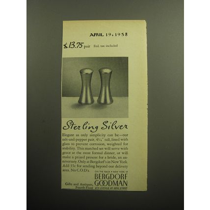 1958 Bergdorf Goodman Salt and Pepper Set Advertisement