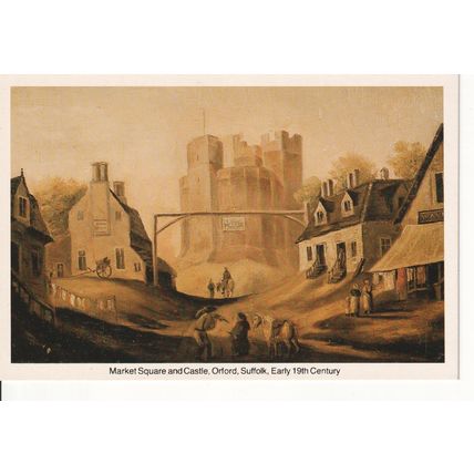 Unused Art Postcard - Market Square & Castle, Orford, Suffolk