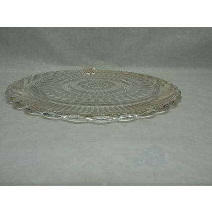 Vintage Federal Glass Sunflower Bubble Pattern Footed 12" Cake Plate Platter