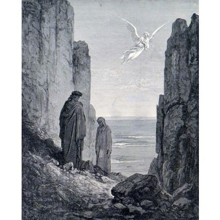 ANGELIC GUIDE 1885 Gustave Doré - Dante Alighieri ANTIQUE ENGRAVING