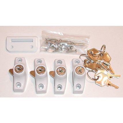 2x Avocet multi purpose, white window locks and keys, resilient/strong steel
