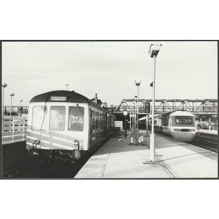 British Rail 2-Car DMU & HST 125 at Doncaster, 1984 - Davenport Photograph