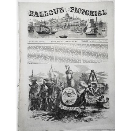 Ballou's Pictorial January 10, 1857. Mississippi; Empress Eugenie hunting, etc