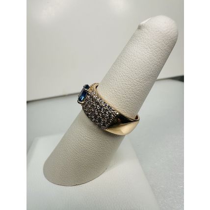 Bomb Party Sz7 Revealed BP Ring Fashion Jewelry RBP Blue Oval Yellow Gold Pl