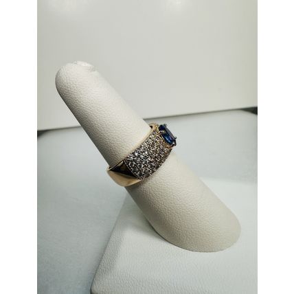 Bomb Party Sz7 Revealed BP Ring Fashion Jewelry RBP Blue Oval Yellow Gold Pl