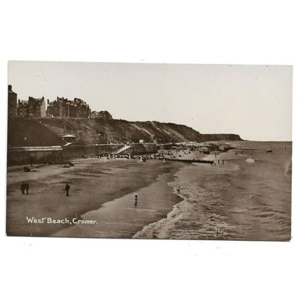 Cromer, West Beach, Norfolk, RP Postcard.