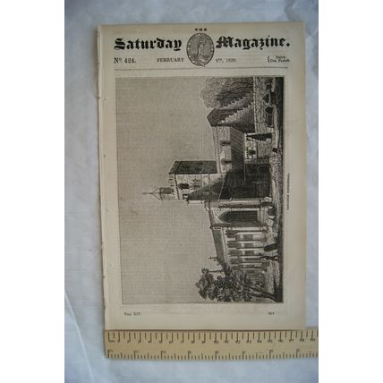 1839 The Saturday Magazine No. 424 Carlisle, fruits, raising water, time bustard
